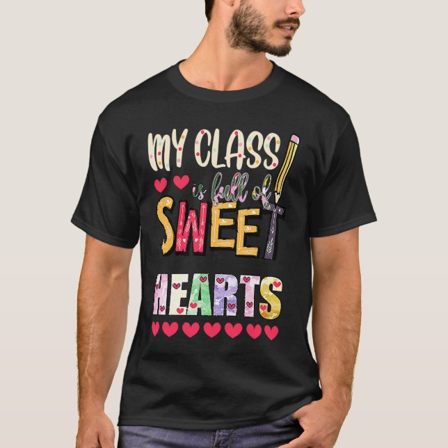 Camiseta Minha Classe É Cheio De Doces Corações Doces, Prof (Frente)