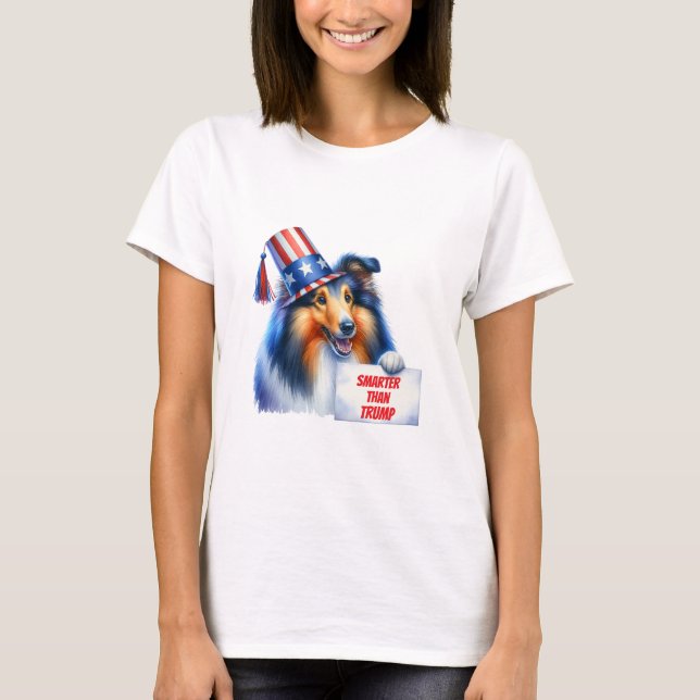 Camiseta Minha Collie É Mais Inteligente Que Trump (Frente)