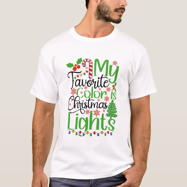 Camiseta Minha Cor Favorita É Luzes De Natal (Frente)