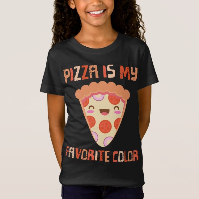 Camiseta Minha Cor Favorita É Pizza Engraçada Pepperoni Sli (Frente)