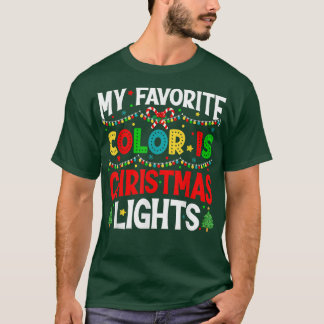 Camiseta Minha Cor FavoritaLuzes de Natal PajamaXmas Engraç