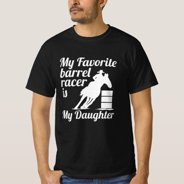 Camiseta Minha corrida de barris favorita é minha filha (Frente)