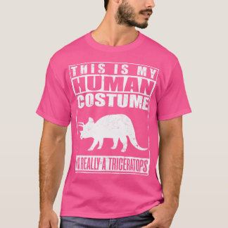 Camiseta Minha Costume Humana Sou Um Tricerátopo Halloween 