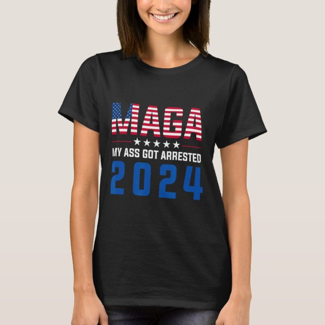 Camiseta Minha Detida em 2024, Engraçada Gag Anti-Trump Dem (Frente)