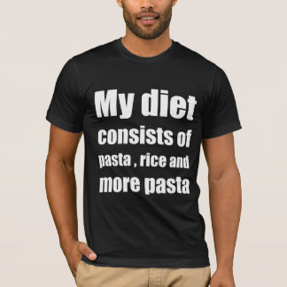 Camiseta Minha dieta consiste em massa, arroz e mais massa