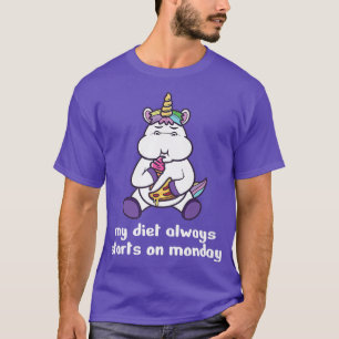 Camiseta Minha Dieta Sempre Começa Na Segunda-Feira, Unicór