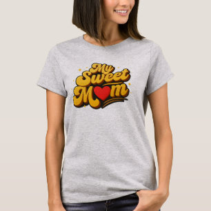 Camiseta Minha Doce Mãe Negrito Dourado Tipografia Vintage 