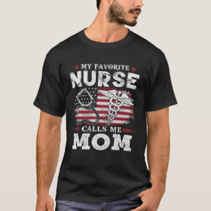 Camiseta Minha enfermeira favorita me chama mãe EUA Bandeir