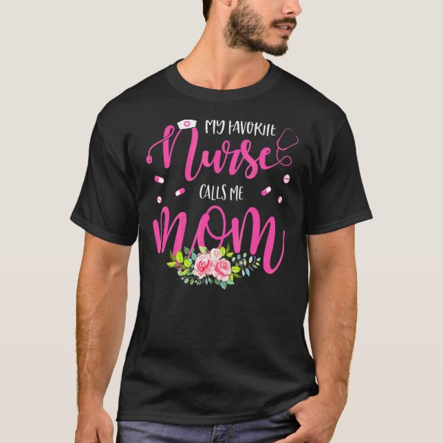 Camiseta Minha Enfermeira Favorita Me Chama Mãe Flores Boni (Frente)