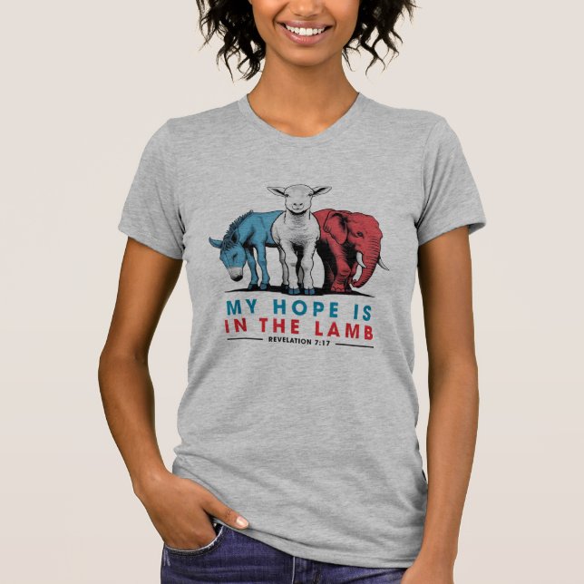 Camiseta Minha Esperança Está No Elefante De Lamb Donkey (Frente)