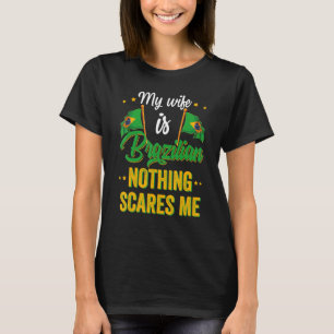 Camiseta Minha esposa é brasileira Bandeira das raízes do p