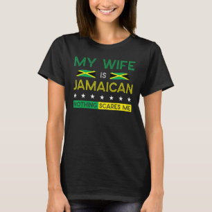 Camiseta Minha Esposa É Jamaicana Nada Me Assusta Bandeira 