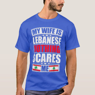 Camiseta Minha Esposa É Libanesa Nada Me Assusta Bandeira D
