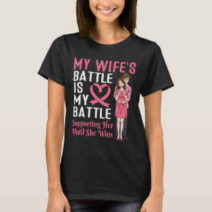Camiseta Minha esposa é meu pequeno Cancer de peito apoiand