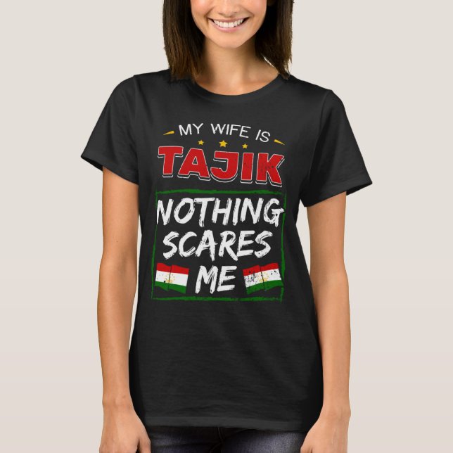 Camiseta Minha Esposa É República Tadjiquistanesa Do Tajiqu (Frente)