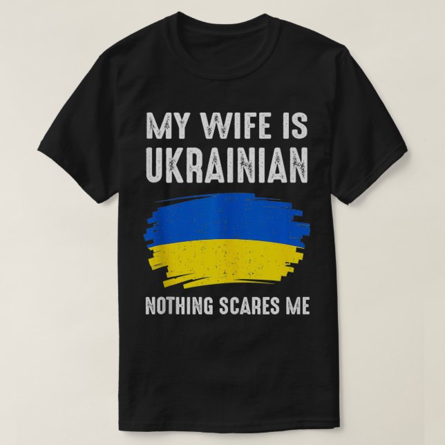 Camiseta Minha Esposa É Ucraniana Ucrânia Orgulho Herança R (Frente do Design)