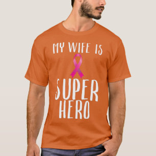Camiseta Minha esposa é um Cancer de Fita Rosa Super Herói