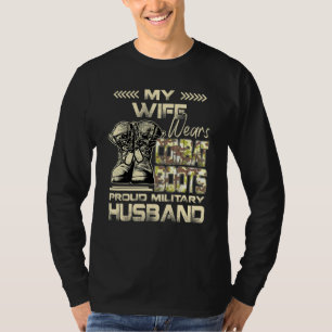 Camiseta Minha Esposa Veste Combate Boots Orgulhosos Marido