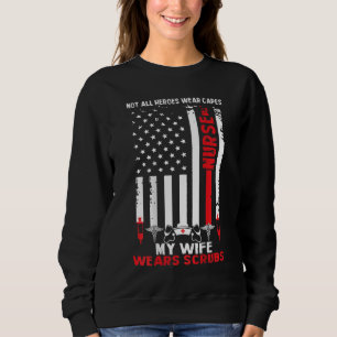 Camiseta Minha Esposa Veste Scrubs American Flag Nurse Gift