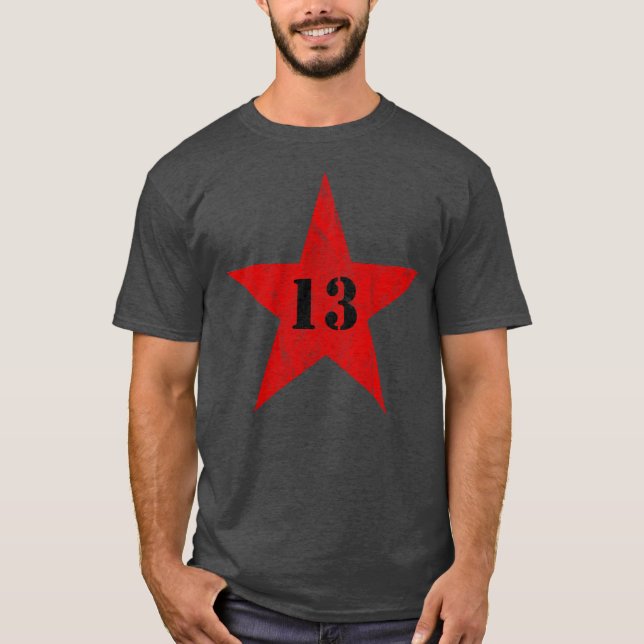 Camiseta Minha Estrela Numérica Sortuda - Número 13 - (verm (Frente)