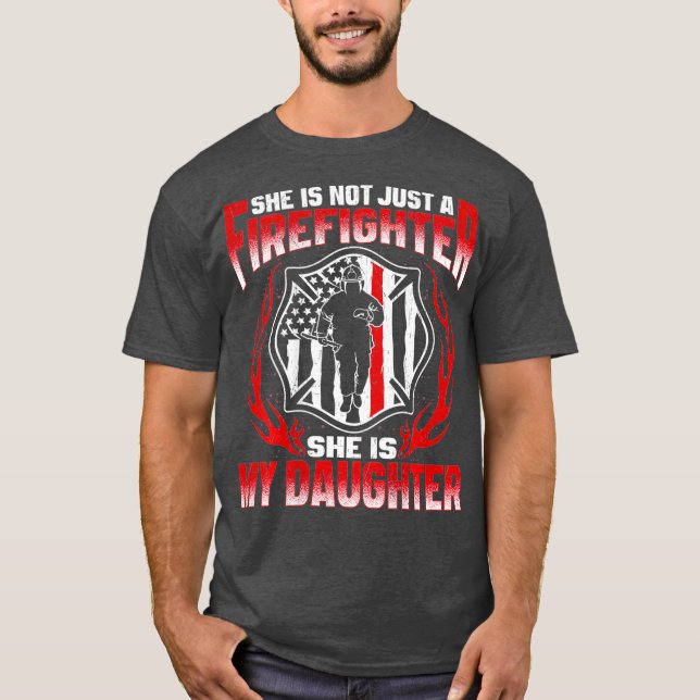 Camiseta Minha Filha É Um Bombeiro Herói Orgulhoso Fogo Mãe (Frente)