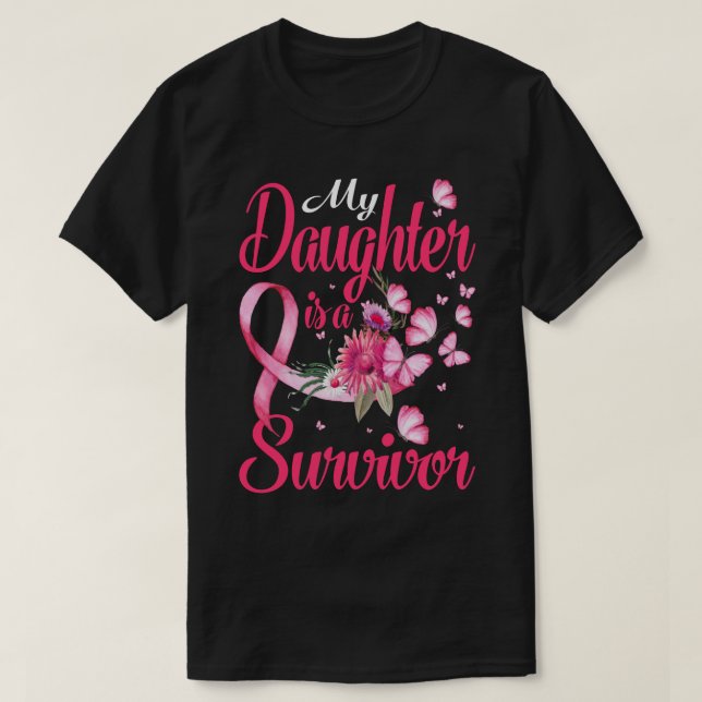 Camiseta Minha Filha É Uma Consciência De Cancer De Sobrevi (Frente do Design)