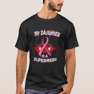 Camiseta Minha Filha Meu Super Herói Cancer de Mama Clássic
