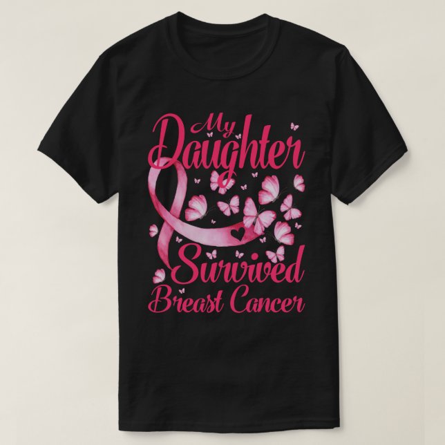 Camiseta Minha Filha Sobreviveu à Consciência do Cancer da  (Frente do Design)