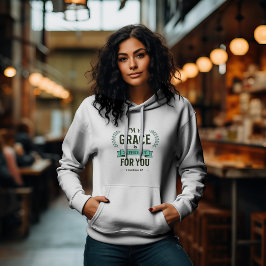 Camiseta Minha Graça é Suficiente Escritura Azul Turquesa