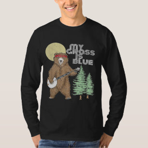 Camiseta Minha Grama É O Urso Banjo Azul Hippie Grizzly2