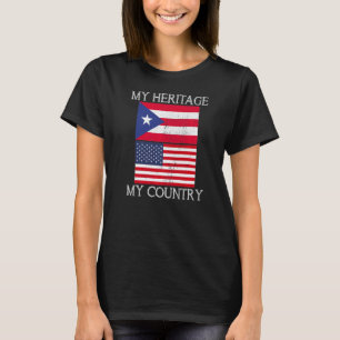 Camiseta Minha Herança Meu País Porto-Riquenho Americano