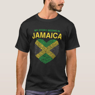 Camiseta Minha História Começa na Jamaica Bandeira Jamaican