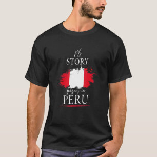 Camiseta Minha História Começa No Peru Bandeira Futebol Per