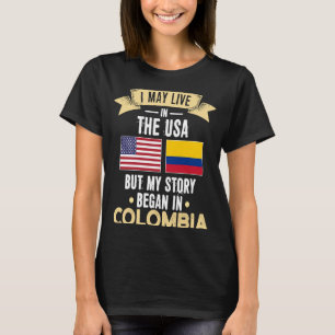 Camiseta Minha história começou na colômbia