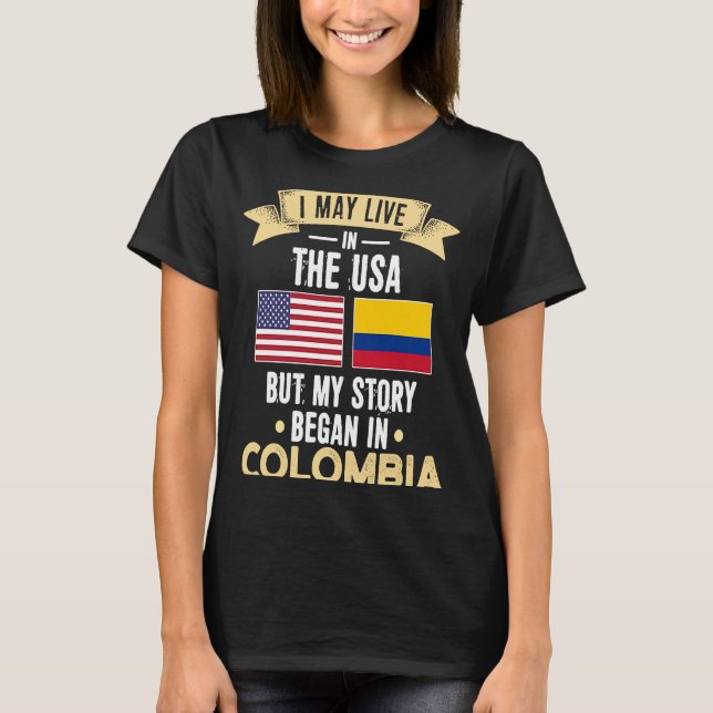 Camiseta Minha história começou na colômbia (Frente)