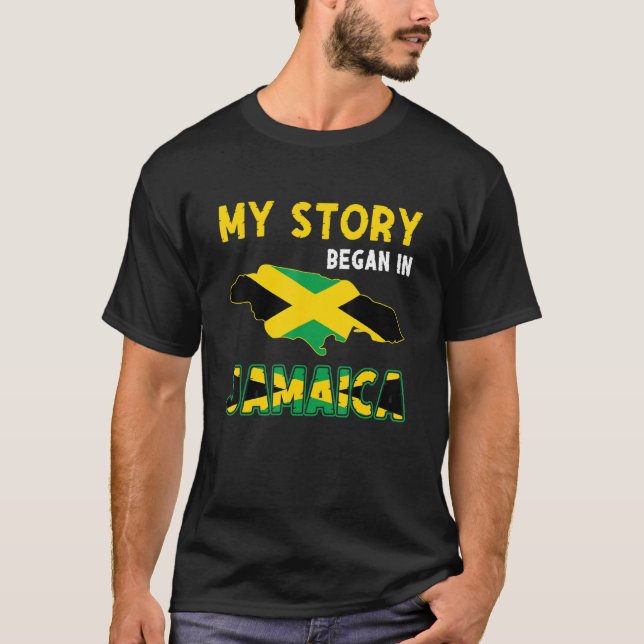 Camiseta Minha História Começou Na Jamaica Flag Pride Jamai (Frente)