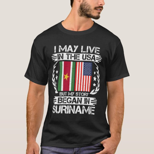 Camiseta Minha História Começou No Suriname (Frente)