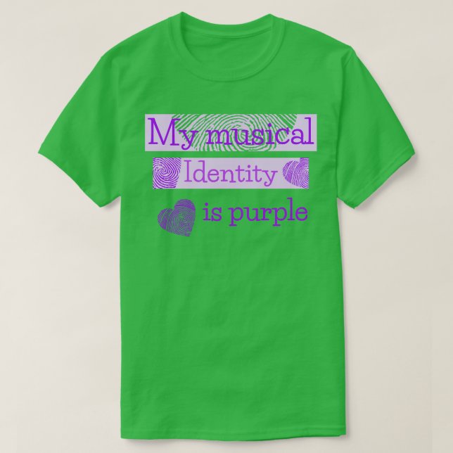 Camiseta Minha identidade musical é roxa (Frente do Design)