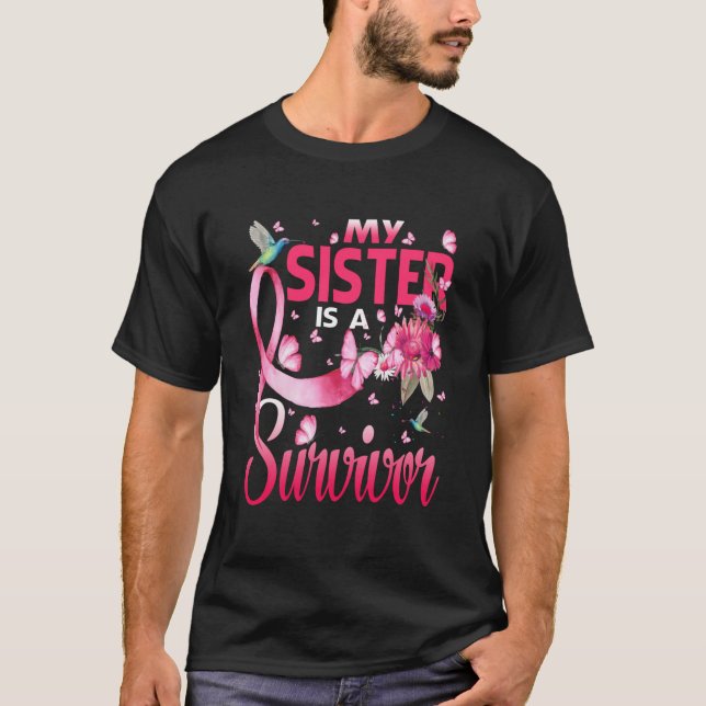 Camiseta Minha Irmã É Uma Consciência De Cancer Da Mama Sob (Frente)