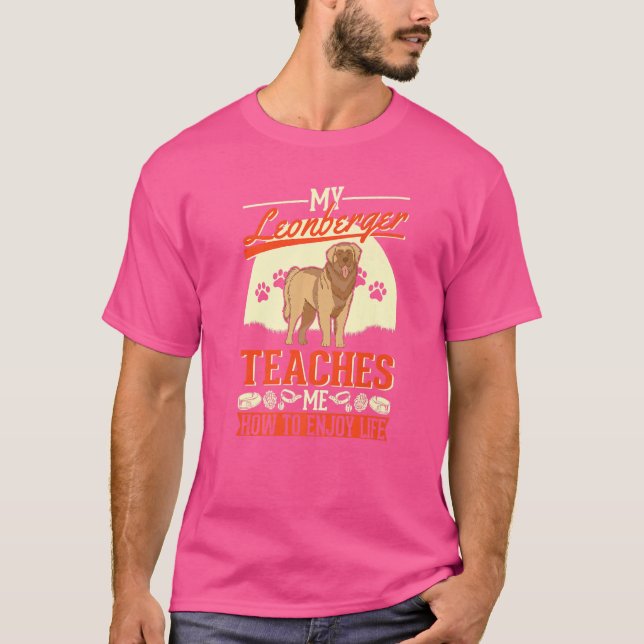 Camiseta Minha Leonberger Me Ensina A Aproveitar A Vida Leo (Frente)