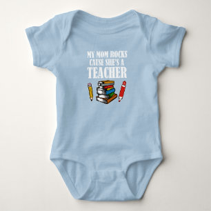Camiseta Minha mãe Rocks é uma professora engraçada