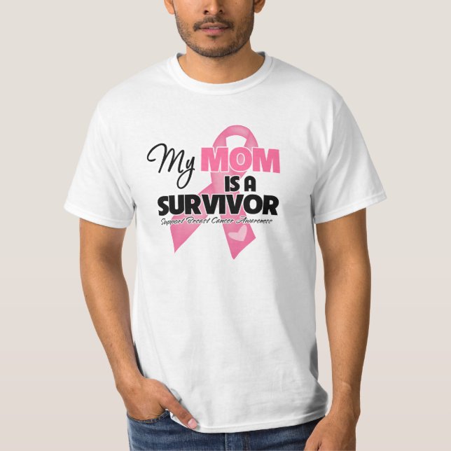 Camiseta Minha mamã é um sobrevivente - cancro da mama (Frente)