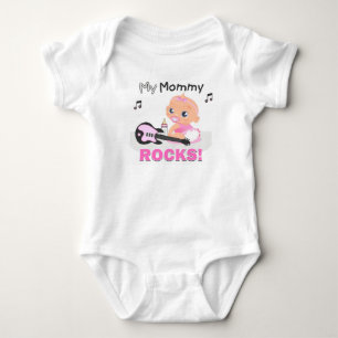 Camiseta Minha Mamãe Rocha Rosa Violão-Rosa Criança