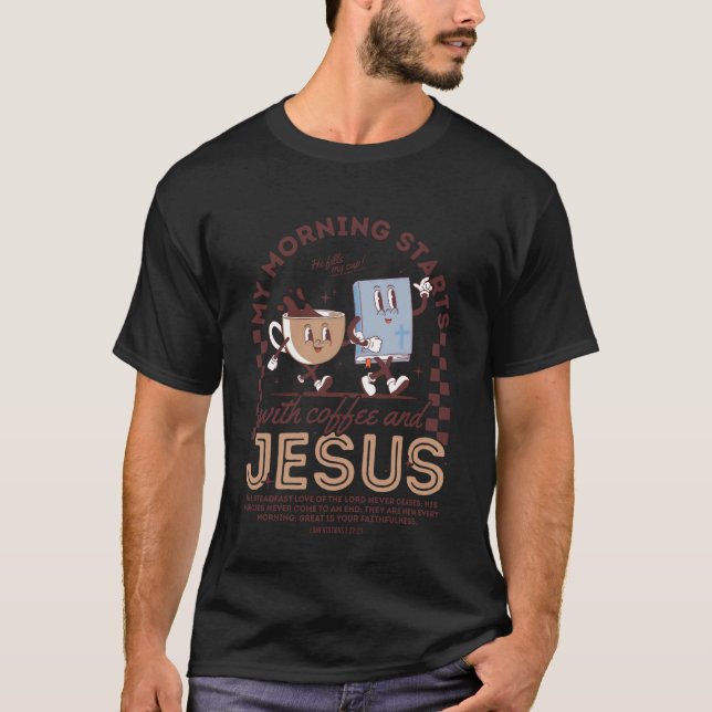 Camiseta Minha Manhã Começa com Café e Jesus (Frente)