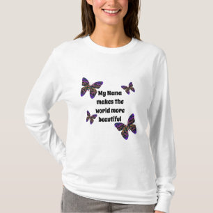 Camiseta Minha Nana faz a mundo borboletas coloridas