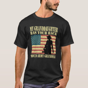Camiseta Minha neta Tem As Costas - Vovô Do Exército Orgulh