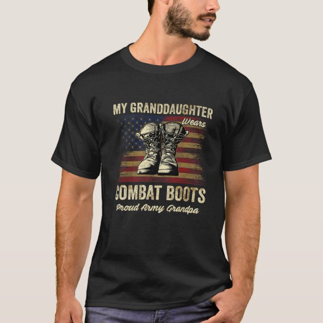 Camiseta Minha neta Veste a guerra contra os boots do exérc (Frente)