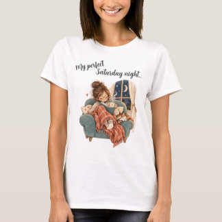Camiseta Minha Noite de Sábado Perfeita | Amante de Livros