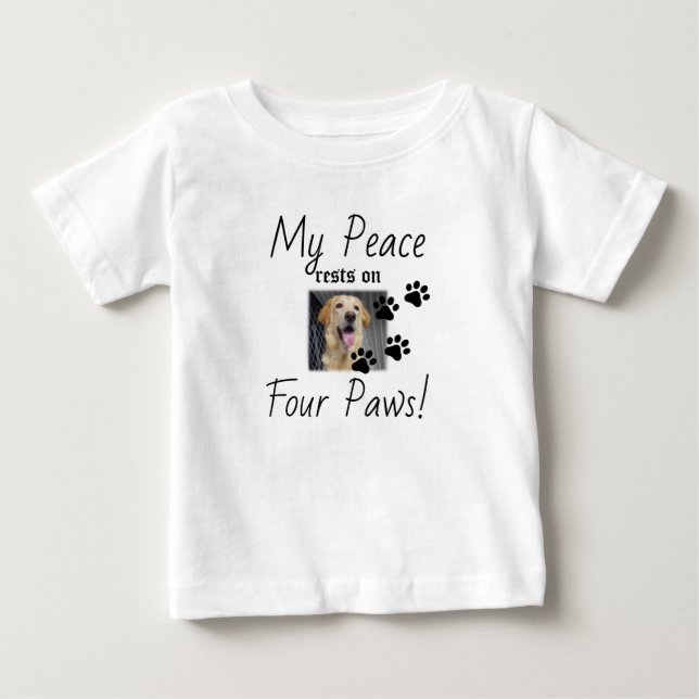 Camiseta Minha Paz repousa em quatro patas - citação de Pet (Frente)