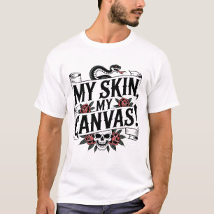 Camiseta Minha Pele, Meu Quadro Arte de Tatuagem